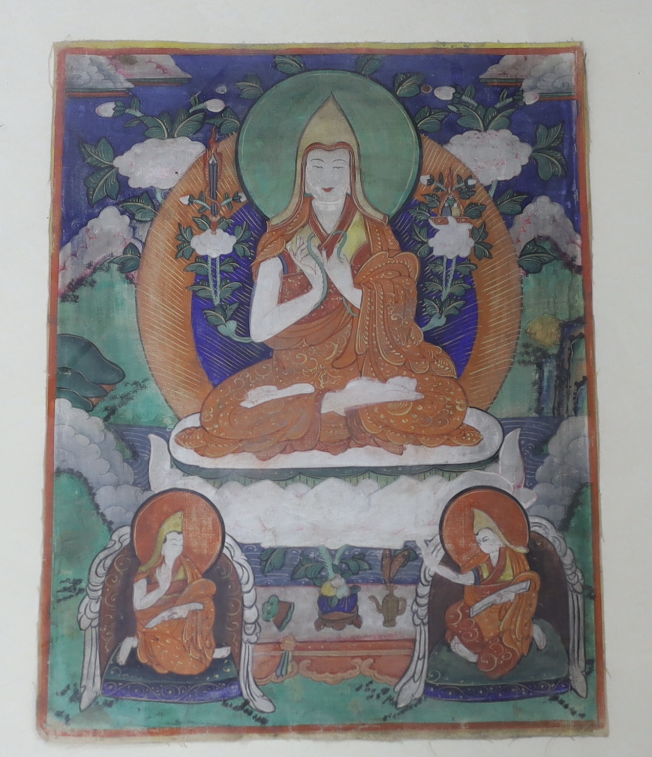 Tibetan School, set of six gouaches, Deities, 31 x 24cm